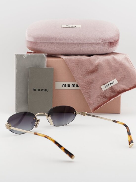 Miu Miu MUA54S ZVN5D1 Oval Rimless Sunglasses – Gold / Grey main image 7